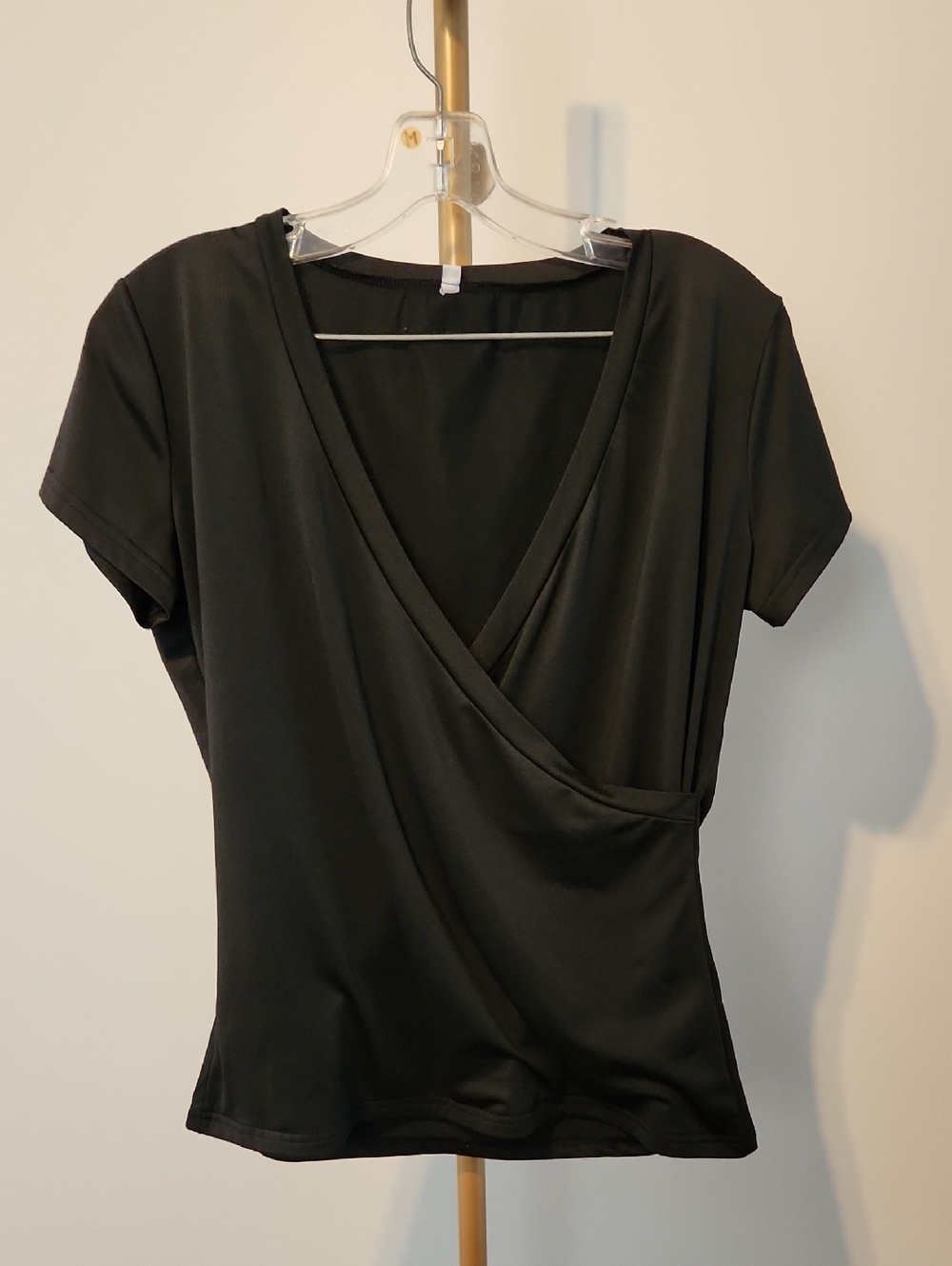 EUC Stretchy Black Wrap Front Top size XL